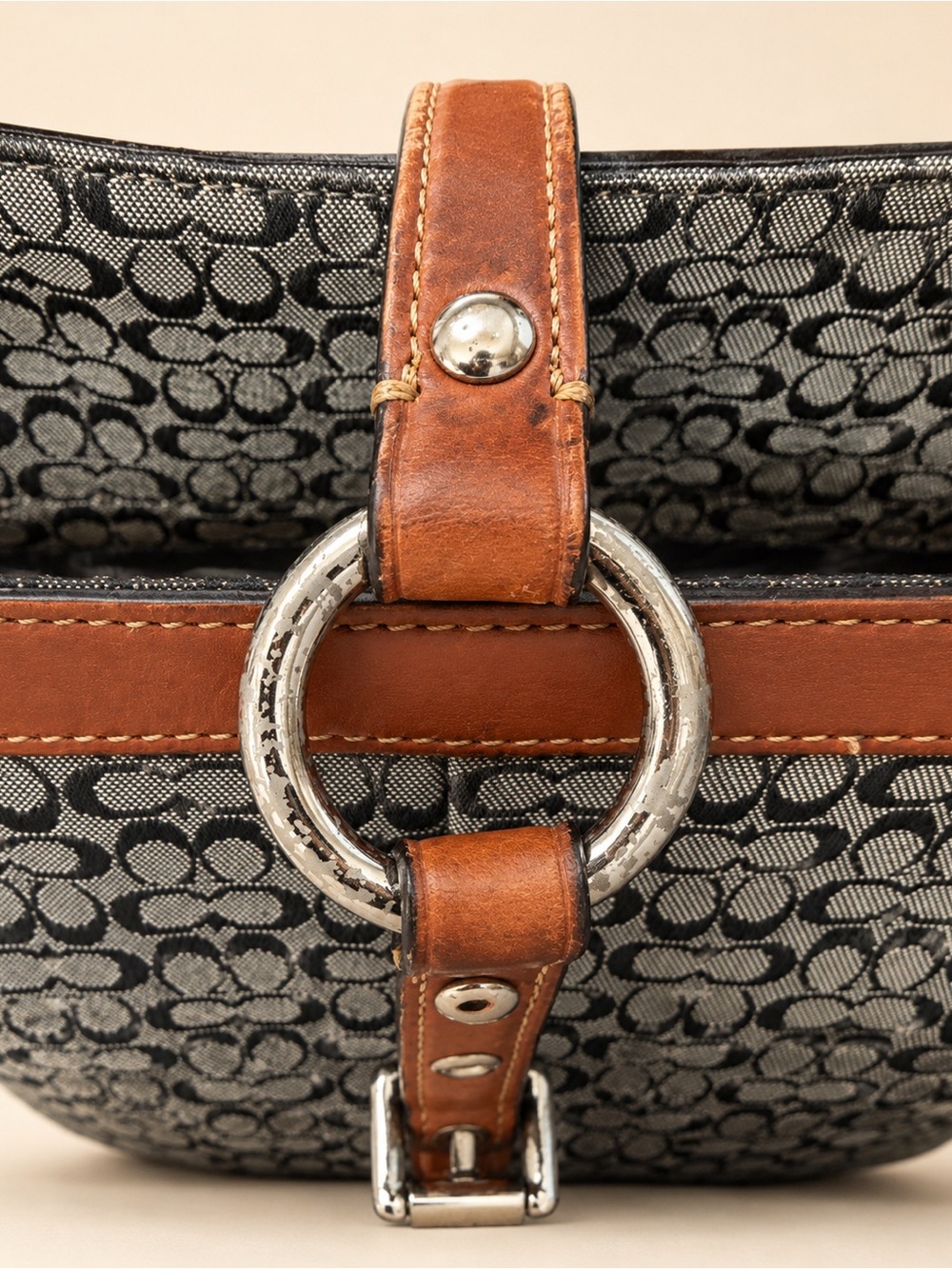 Coach Denim Y2K Signature Gallery Tote Canvas Leather Teim - Picture 8 of 8